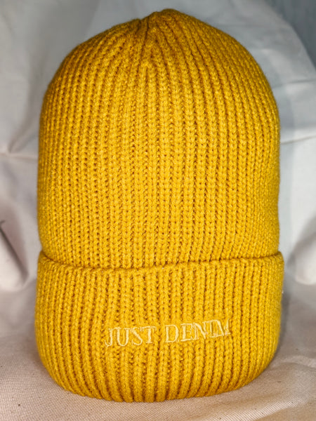 Artic mustard ice knit beanie available online at Just Denim